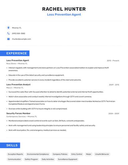 Loss Prevention Agent Resume