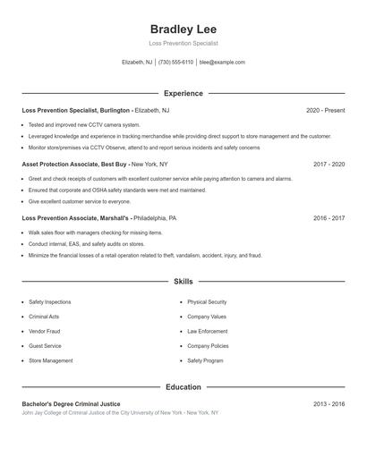 Resume example 1
