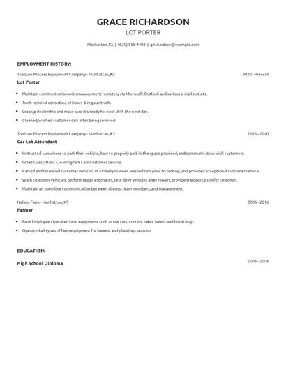 Lot Porter Resume