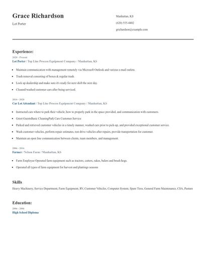 Lot Porter Resume