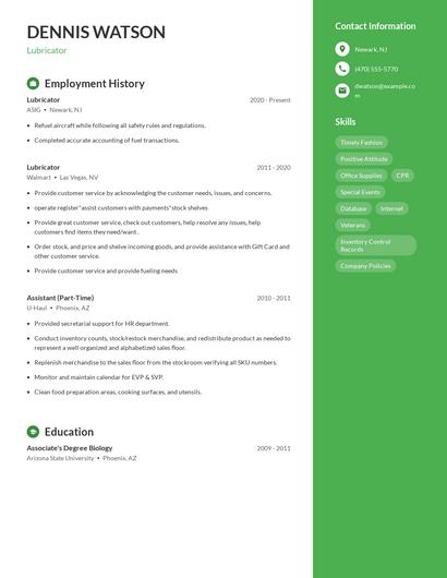 Lubricator Resume