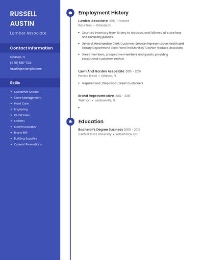 Lumber Associate Resume