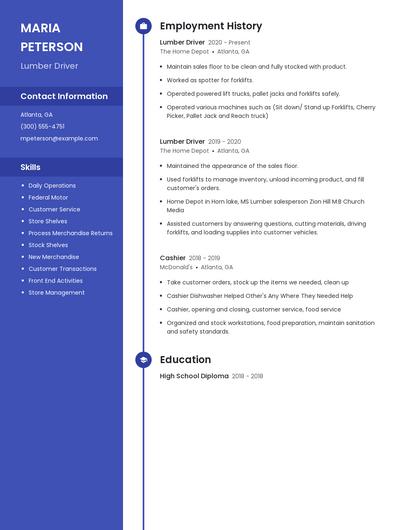 Lumber Driver Resume