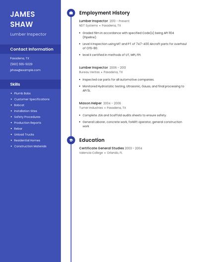 Lumber Inspector Resume