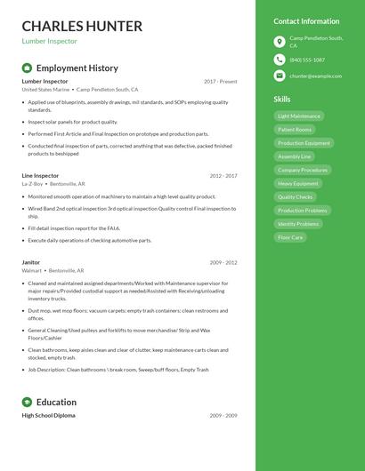 Lumber Inspector Resume
