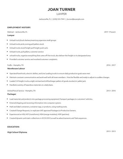 Lumper Resume