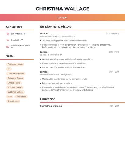 Lumper Resume