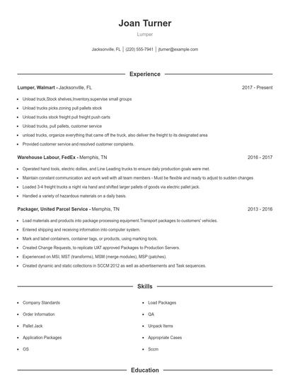 Lumper Resume