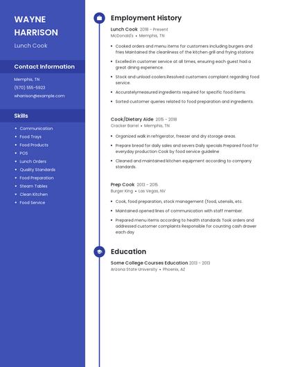 Lunch Cook Resume