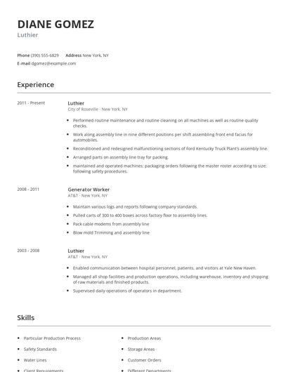 Luthier Resume