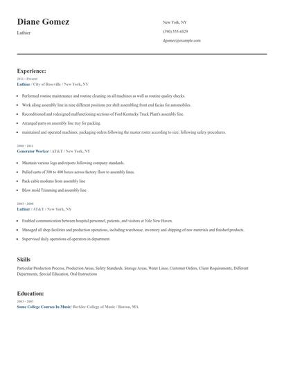 Luthier Resume