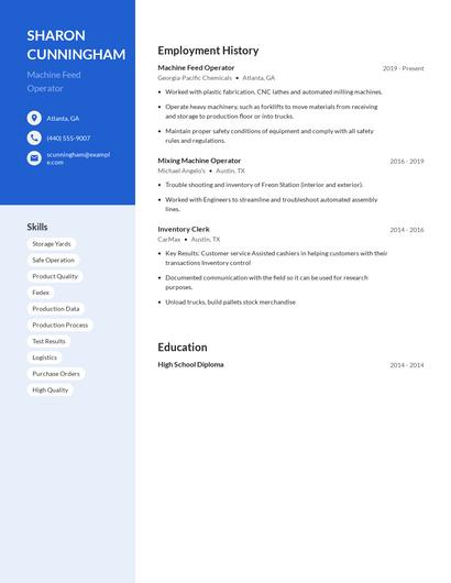 Machine Feed Operator Resume