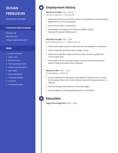Machine Grinder Resume