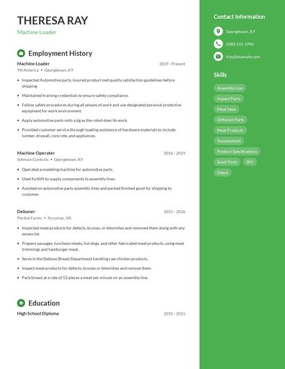 Machine Loader Resume
