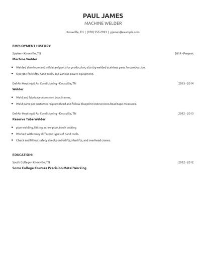 Machine Welder Resume