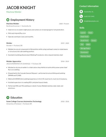 Machine Welder Resume