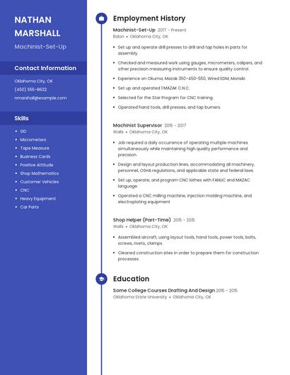 Machinist-Set-Up Resume