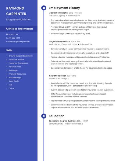 Magazine Publisher Resume