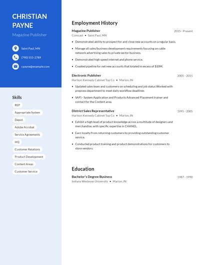 Magazine Publisher Resume