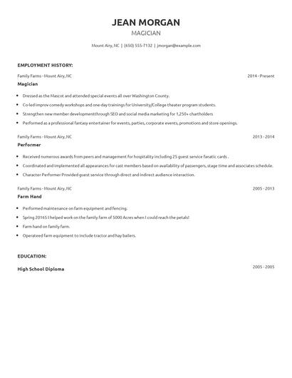 Magician Resume