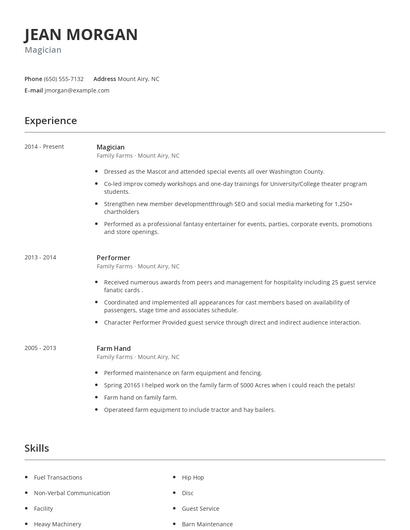 Magician Resume