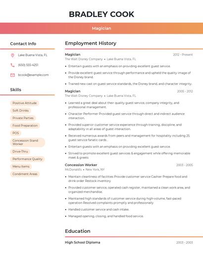Magician Resume