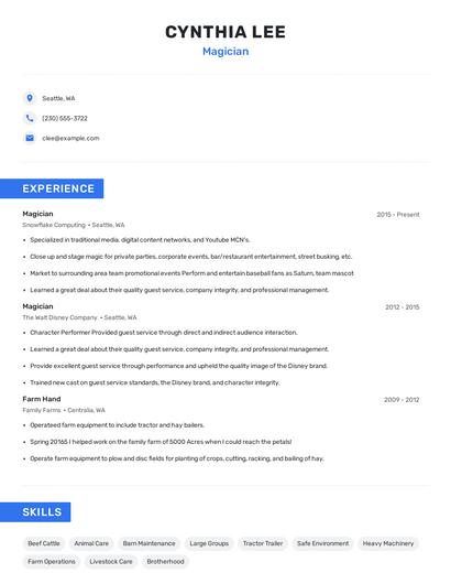 Magician Resume
