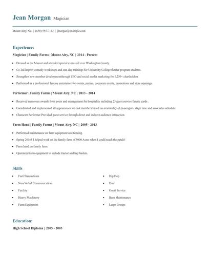 Magician Resume