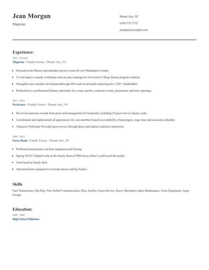 Magician Resume