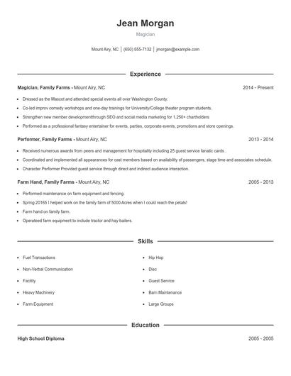 Magician Resume