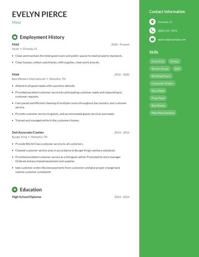 Maid Resume