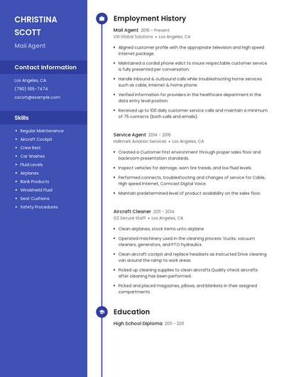 Mail Agent Resume