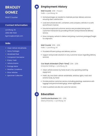 Mail Courier Resume