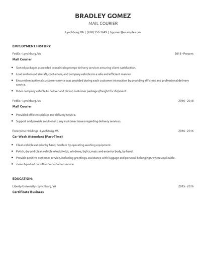 Mail Courier Resume