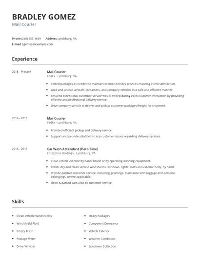 Mail Courier Resume