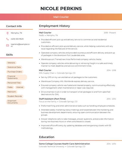 Mail Courier Resume