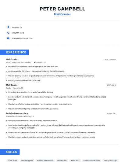 Mail Courier Resume