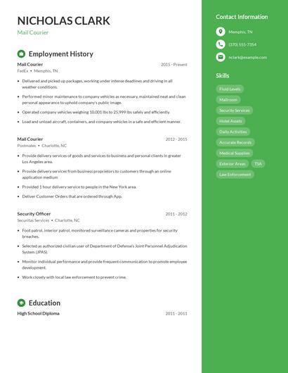 Mail Courier Resume