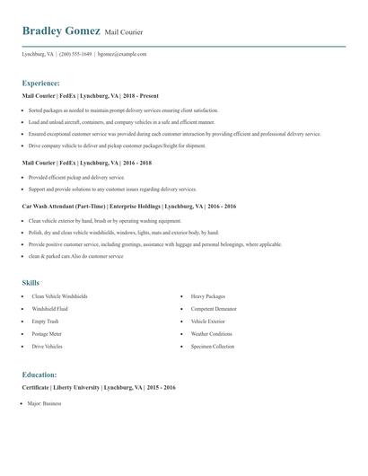 Mail Courier Resume