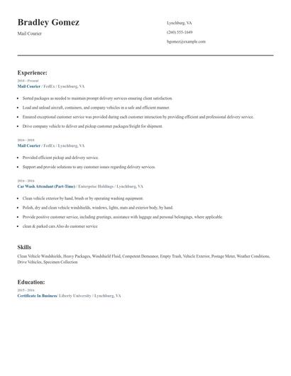 Mail Courier Resume