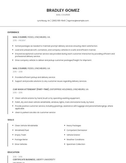 Mail Courier Resume