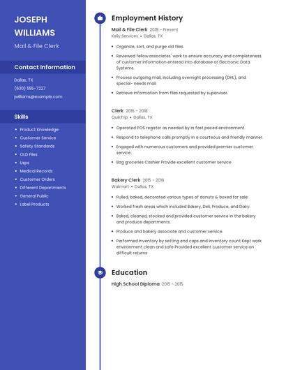 Mail & File Clerk Resume