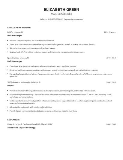 Mail Messenger Resume