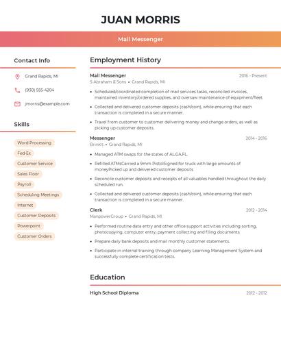 Mail Messenger Resume
