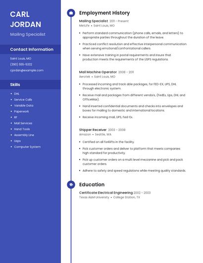 Mailing Specialist Resume