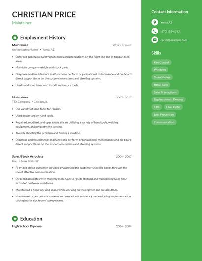 Resume example 5