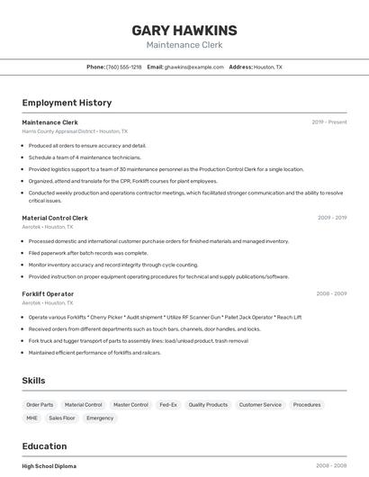Resume example 2