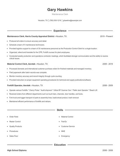 Resume example 1