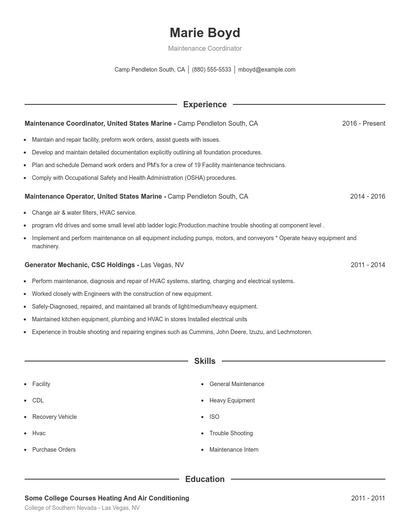 Resume example 1