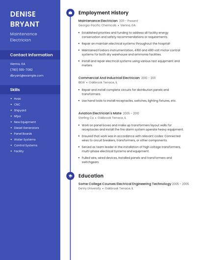 Maintenance Electrician Resume